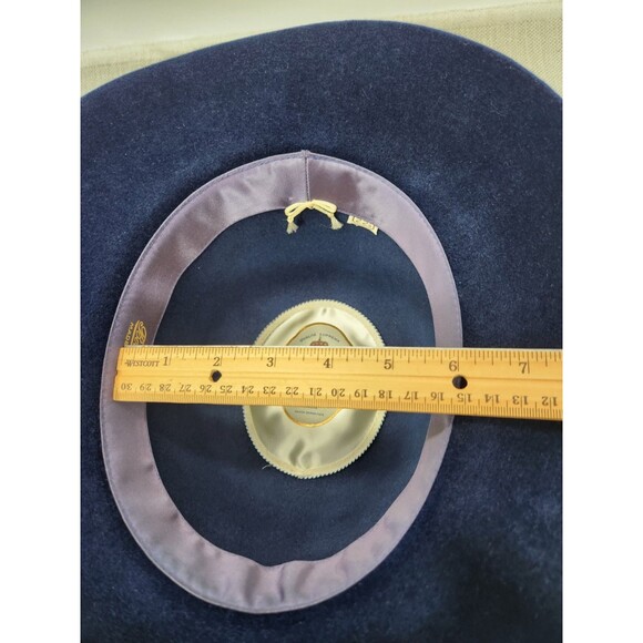 Borsalino Vintage Hat 22 1/2 Blue Felt Made In Italy Women Rare main image 10